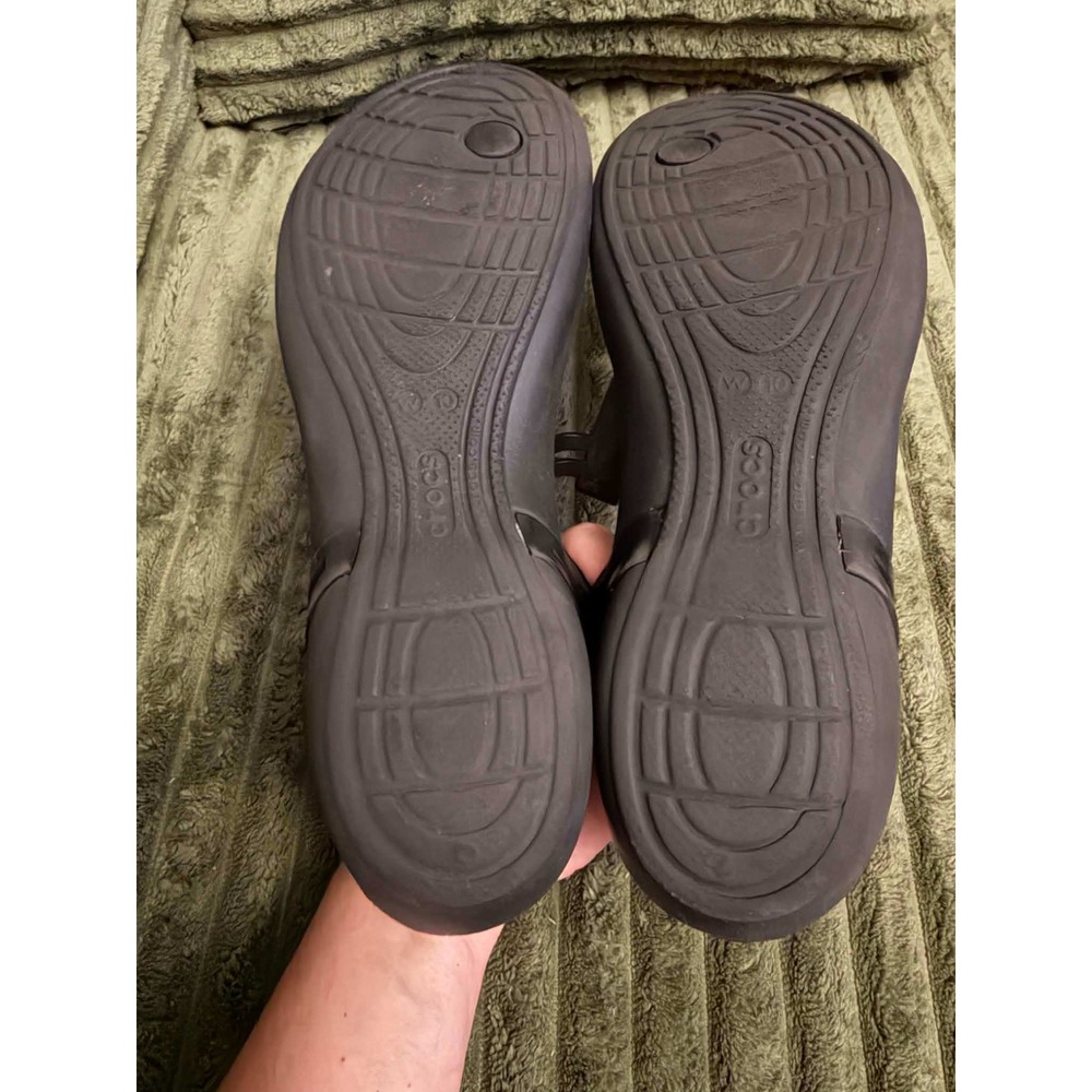 Crocs Womens 10 black Isabella Strappy Jelly Sandals T-Strap Flat Comfort Shoes - Picture 6 of 6
